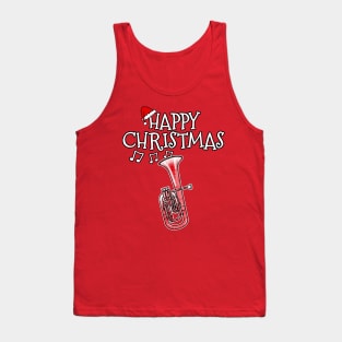 Christmas Tenor Horn Brass Musician Santa Hat Xmas Tank Top